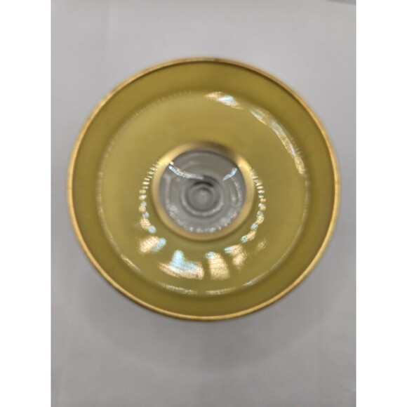 Yellow Depression Glass Pedestal Cheese Compote 4.75" Gold Edging Candy/Nut Dish - Picture 15 of 16